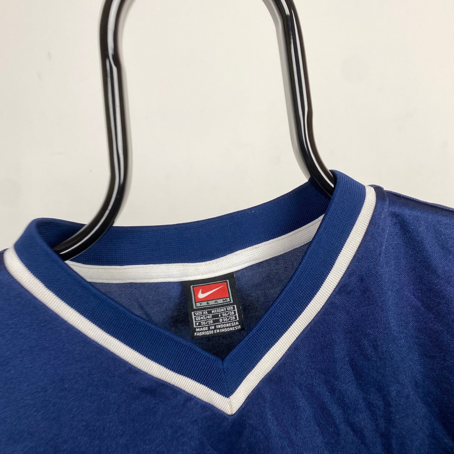 90s Nike Long Sleeve Football Shirt T-Shirt Blue XL