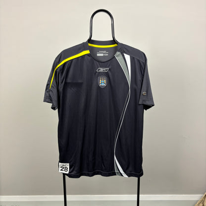 00s Reebok Manchester City Football Shirt T-Shirt Grey Medium