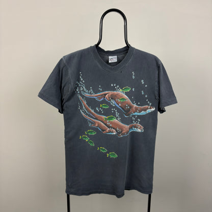 90s Harlequin Otter T-Shirt Black Medium