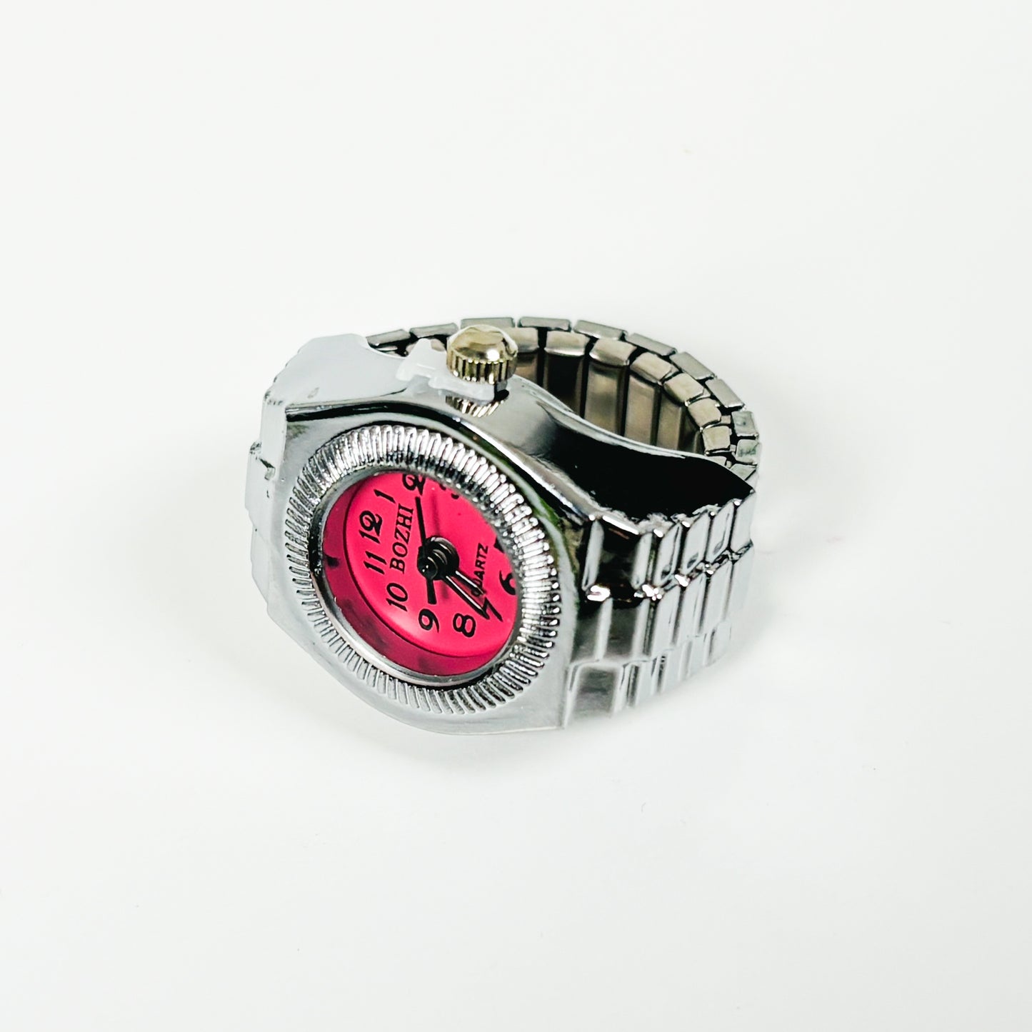 Retro Adjustable Watch Ring Silver Rose