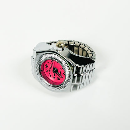 Retro Adjustable Watch Ring Silver Rose