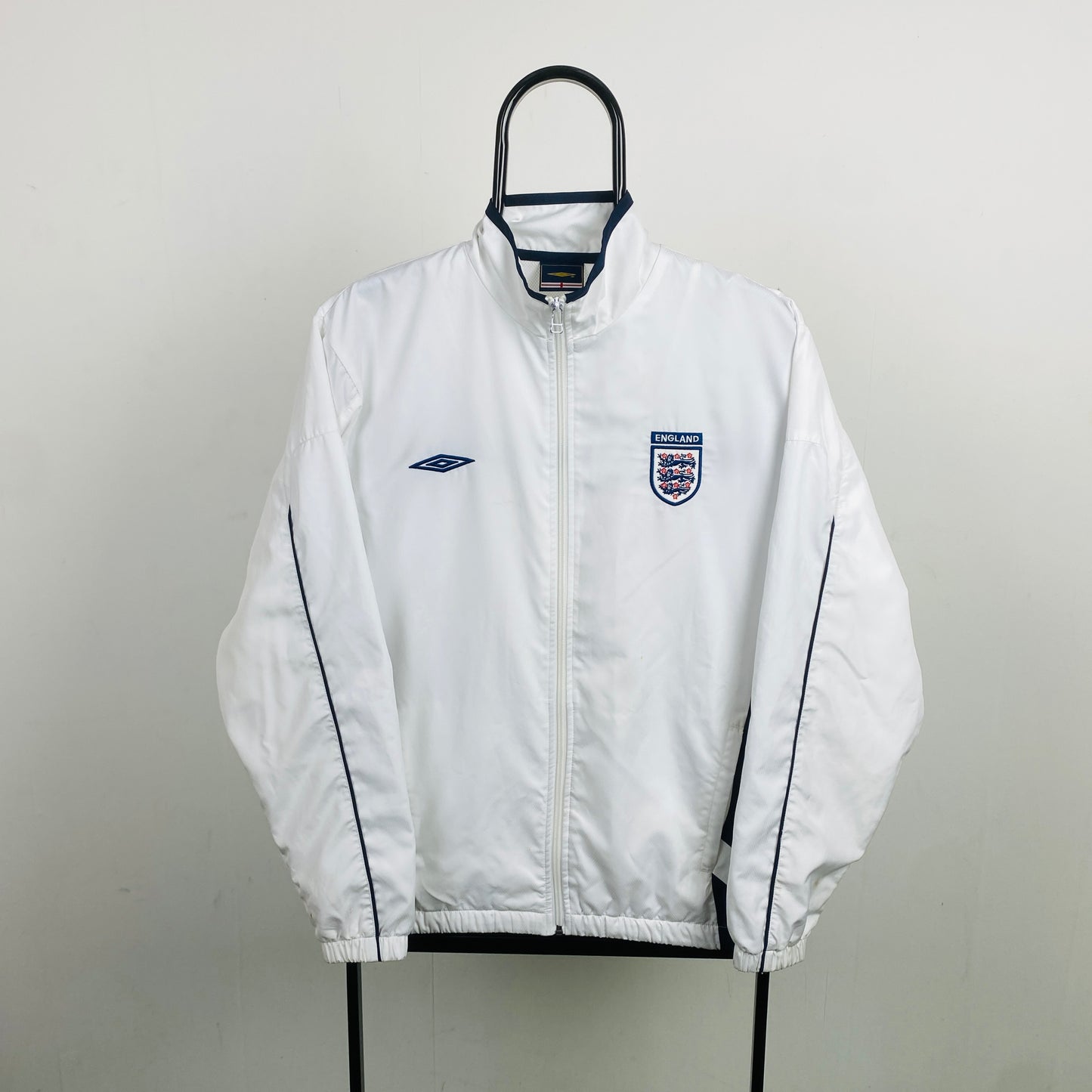 Retro Umbro England Windbreaker Jacket White Small