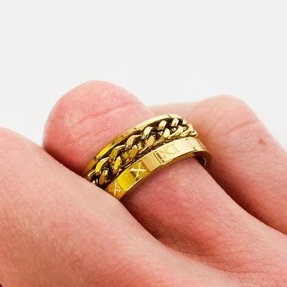 Retro Vintage Cuban Link Ring Gold