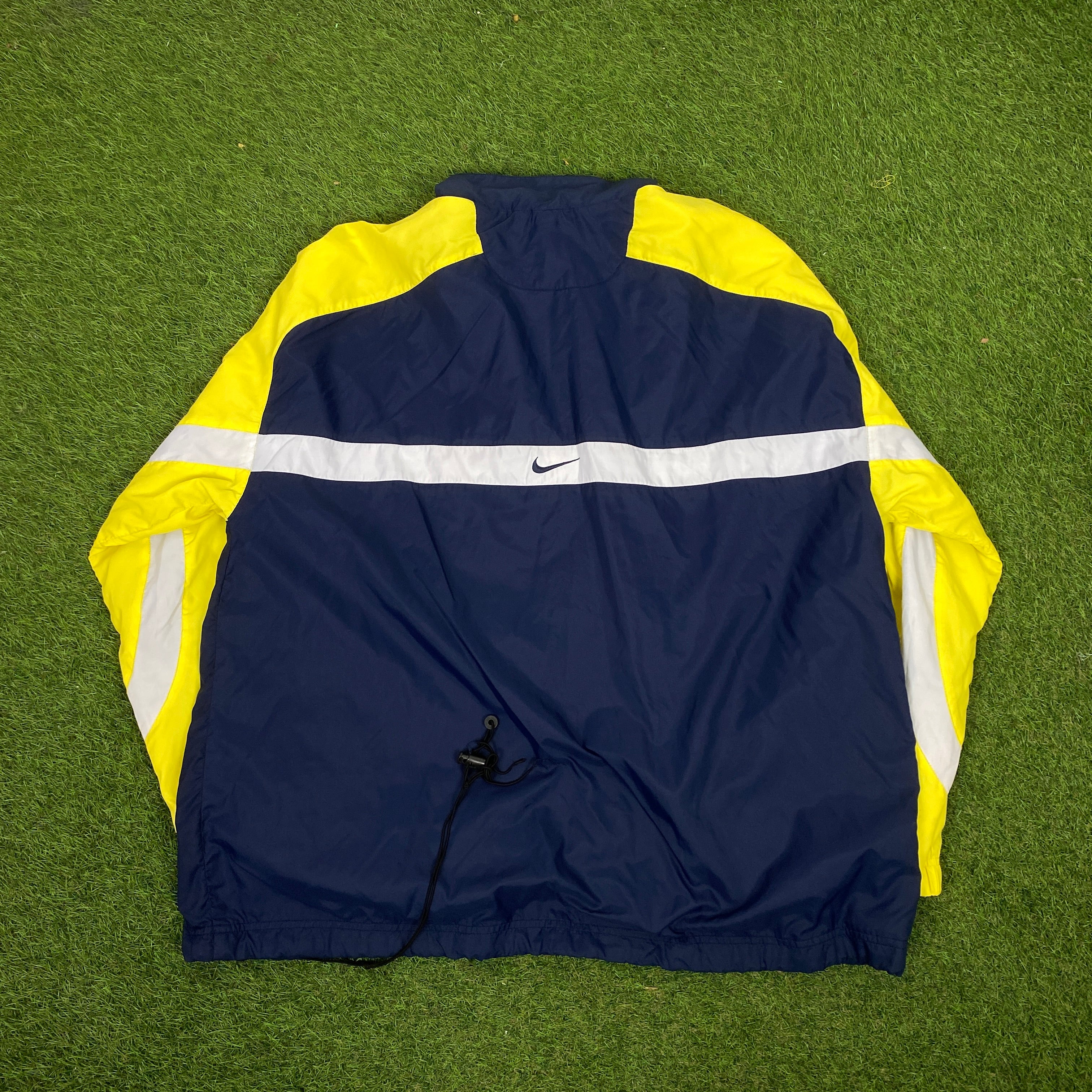 90s Nike Piping Tracksuit Set Jacket + Joggers Blue XL