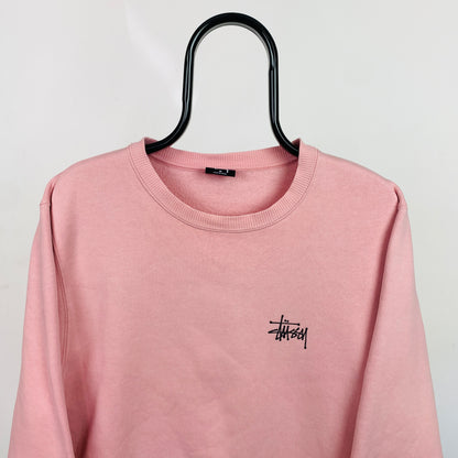 Retro 00s Stussy Sweatshirt Pink Medium