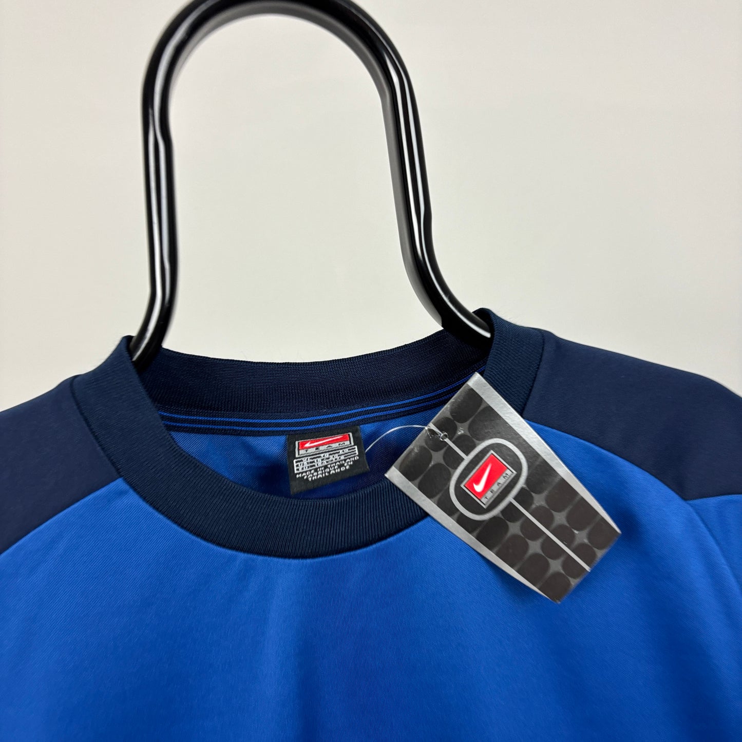 00s Nike Football Shirt T-Shirt Blue Small