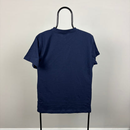 00s Nike V Neck T-Shirt Blue Small