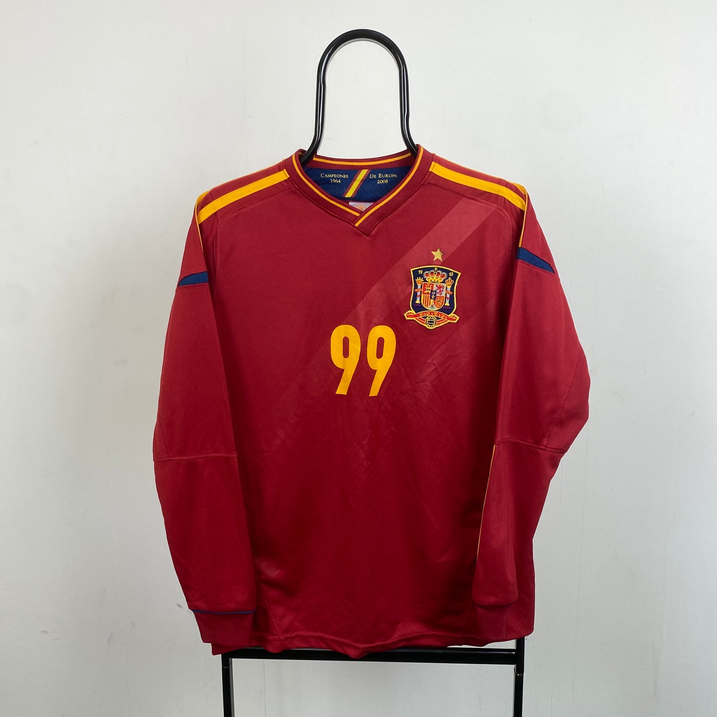 Retro Spain Fan Style Football Shirt T-Shirt Red Large