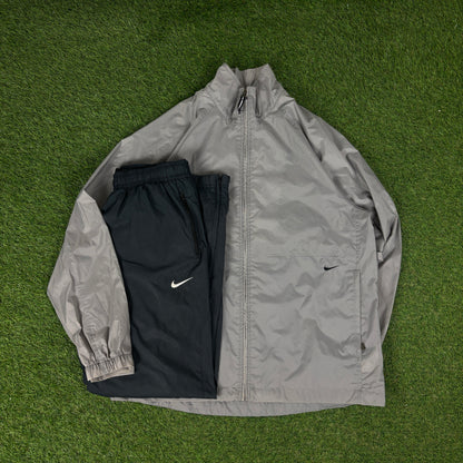 00s Nike Windbreaker Jacket + Joggers Set Grey Medium
