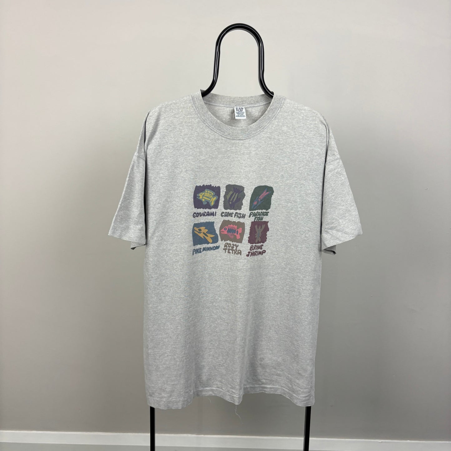 90s Gap Fish T-Shirt Grey Medium