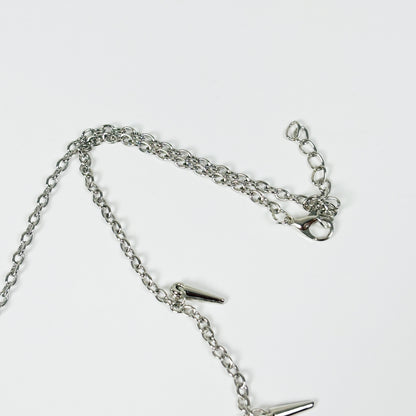 Vintage Spike Charm Necklace Silver