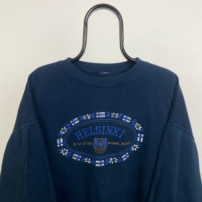 Retro 90s Finland Helsinki Sweatshirt Black Medium
