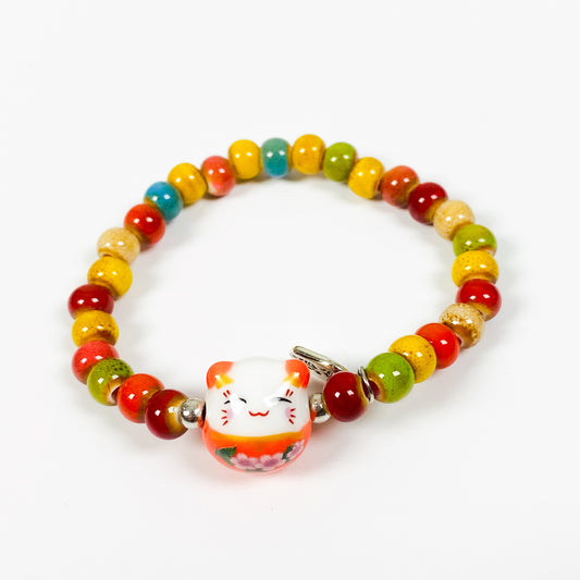 Vintage Lucky Cat Bracelet Necklace Chain Silver