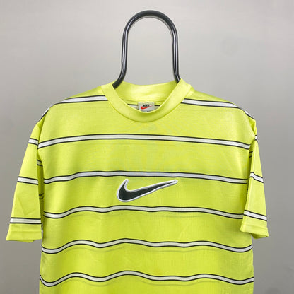 90s Nike Striped T-Shirt Yellow Small