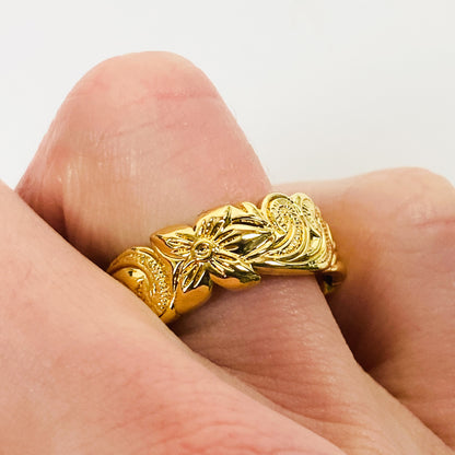 Retro Vintage Fossil Ring Gold