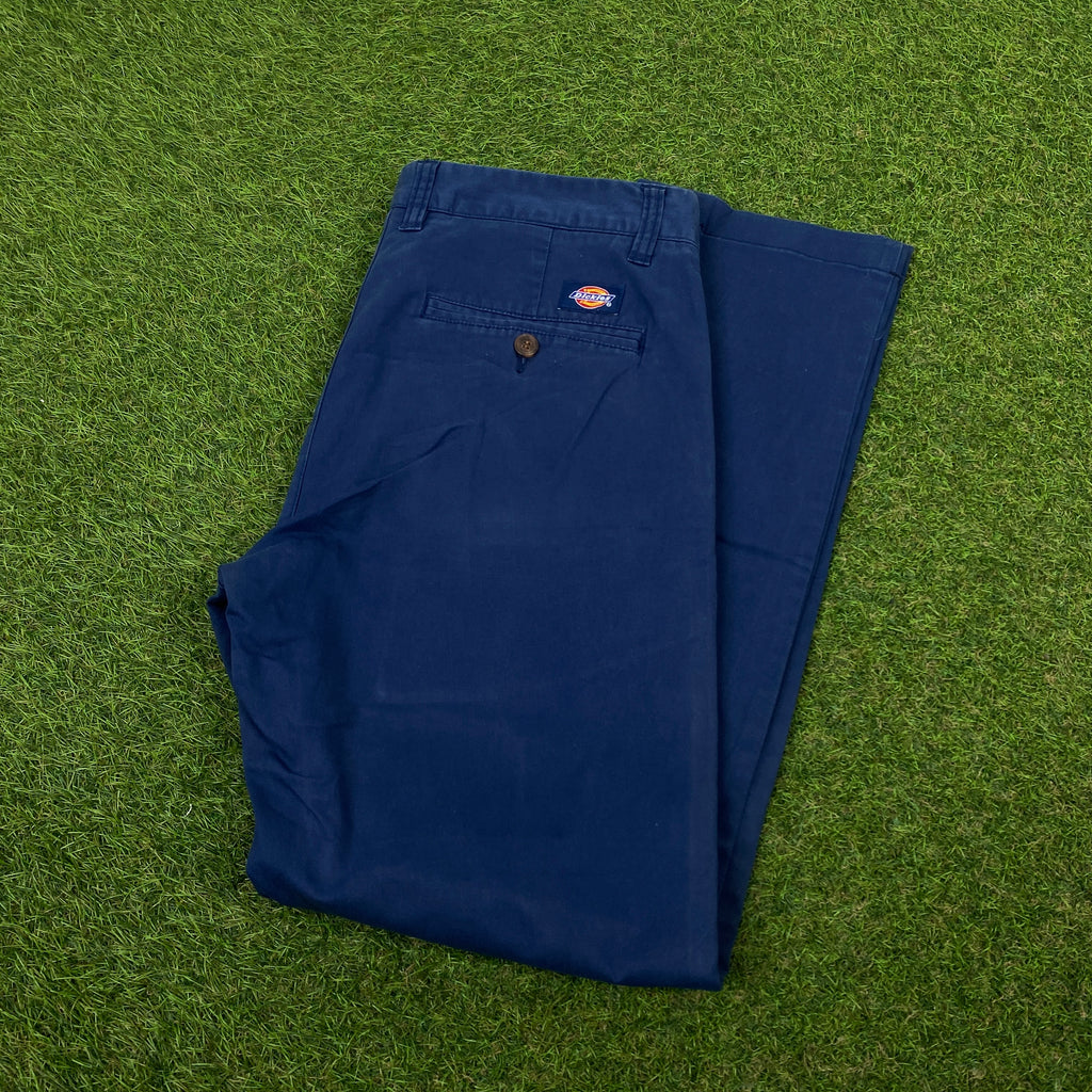 Retro Dickies Cargo Trousers Joggers Blue Small