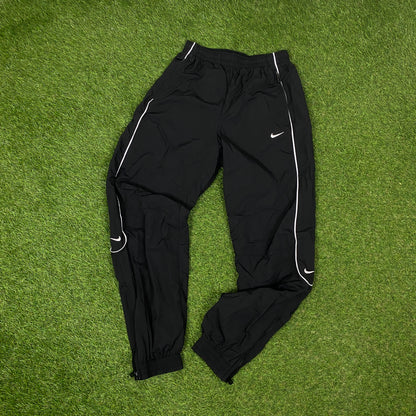 00s Nike Reflective Piping Windbreaker Jacket + Joggers Set Black Small/XS