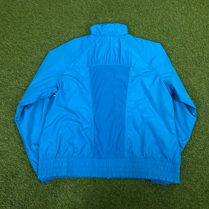 00s Nike Piping Windbreaker Tracksuit Set Jacket + Joggers Blue XL