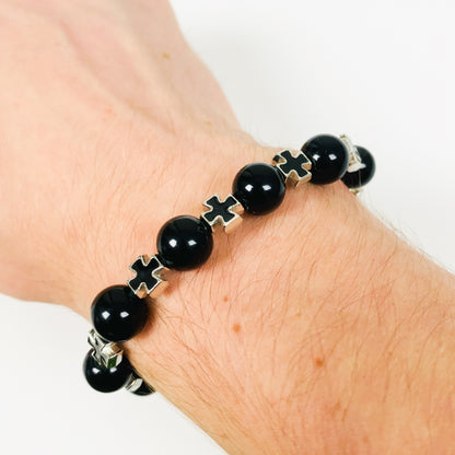 Antique Cross Bracelet Necklace Chain Black
