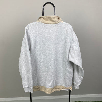 90s Nike 1/4 Zip Sweatshirt Grey Medium