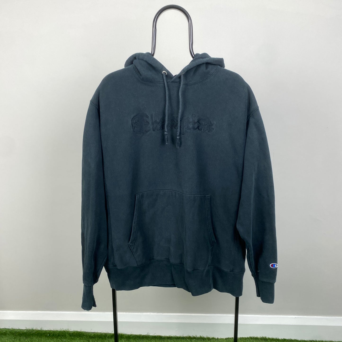 00s Champion Reverse Weave Hoodie Black Large