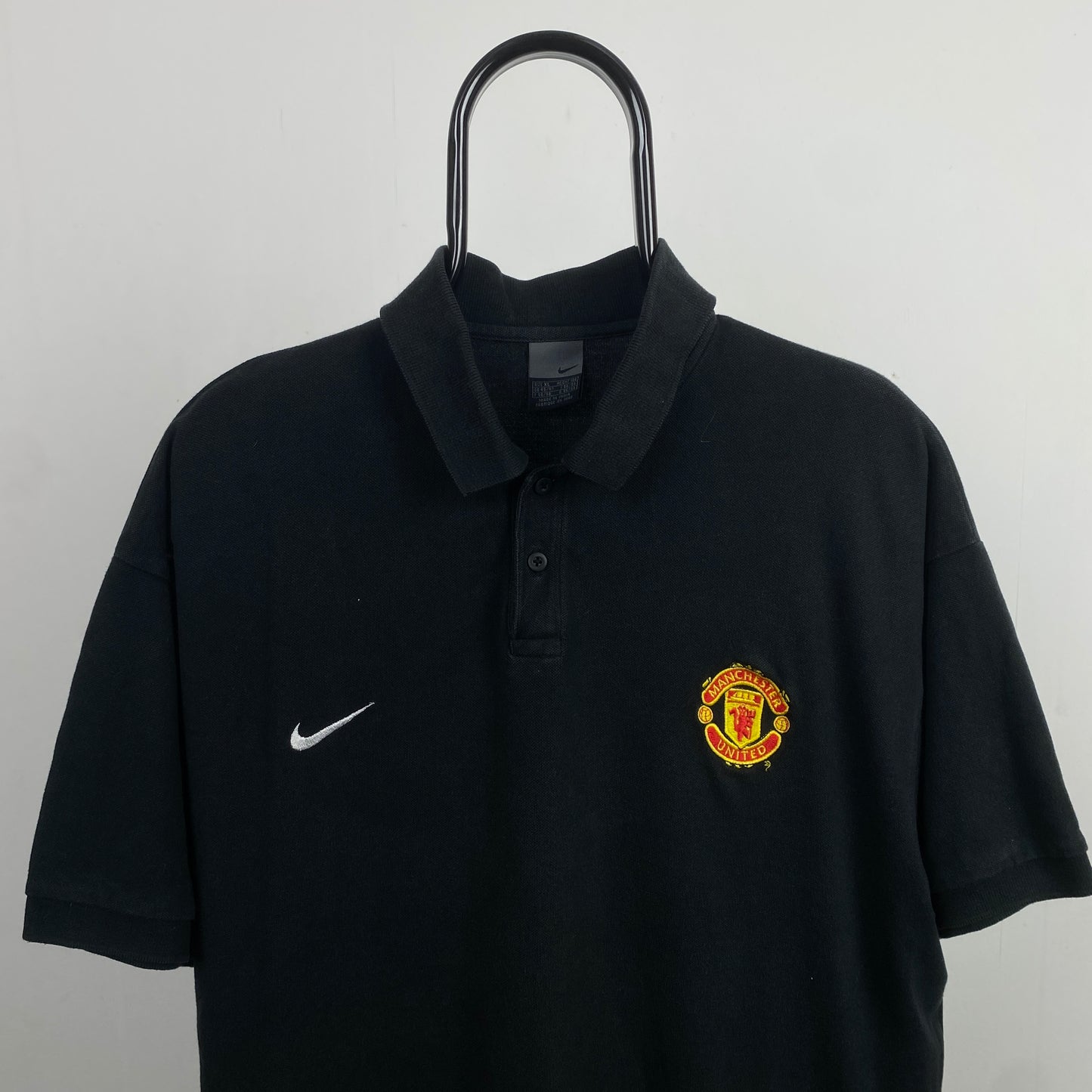 00s Nike Manchester United Polo Shirt T-Shirt Black XL