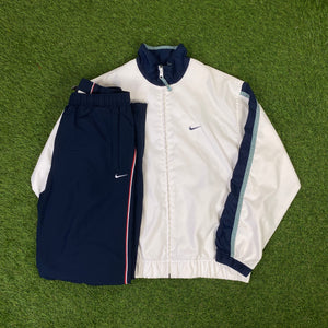 90s Nike Piping Jacket + Joggers Set White Small