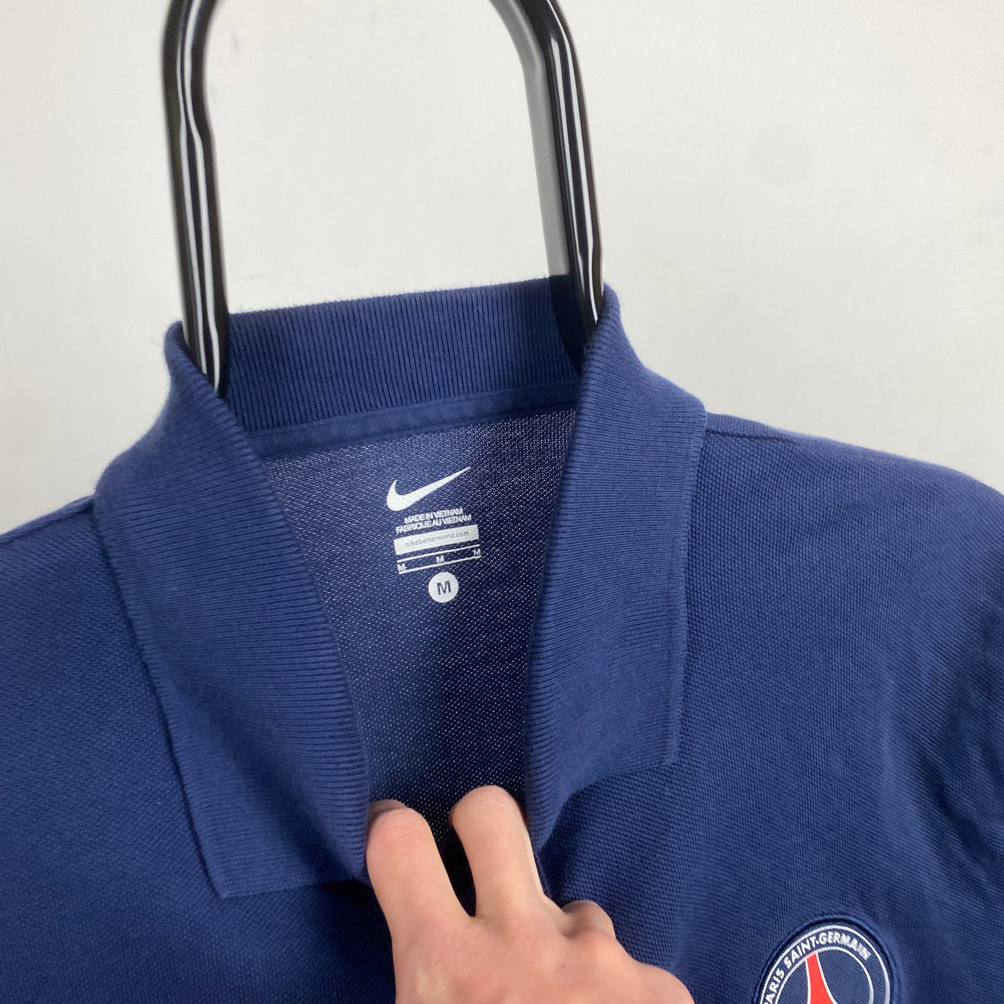 00s Nike PSG Polo Shirt T-Shirt Blue Medium