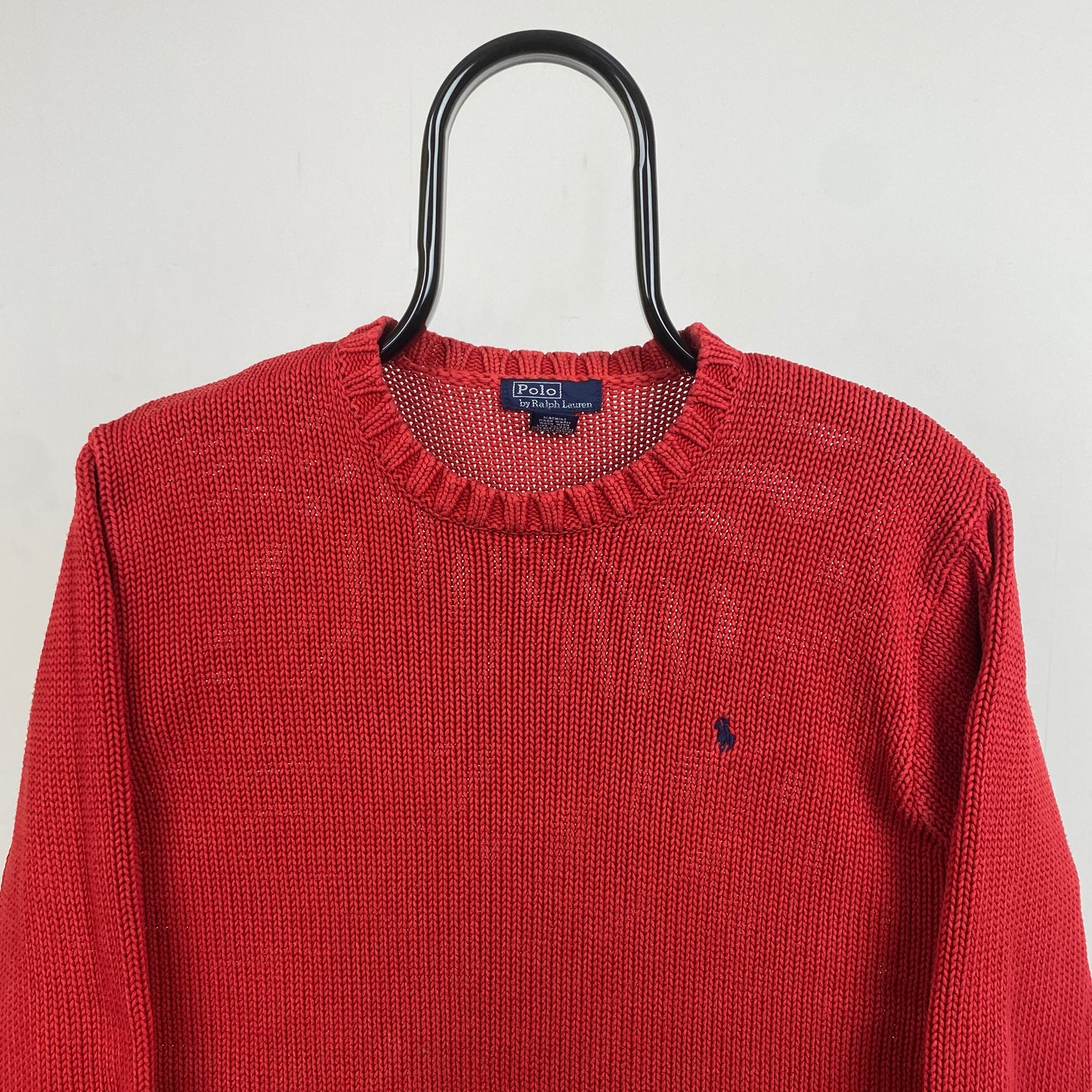 Retro Polo Ralph Lauren Knit Sweatshirt Red Womens Small