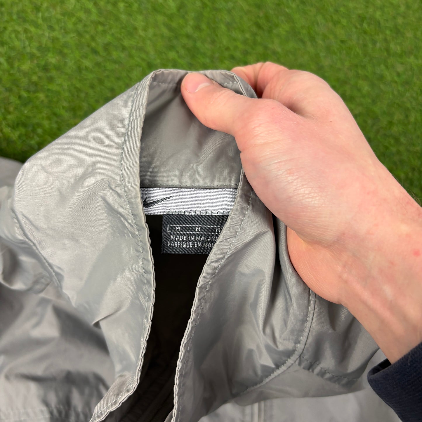 00s Nike Windbreaker Jacket + Joggers Set Grey Medium