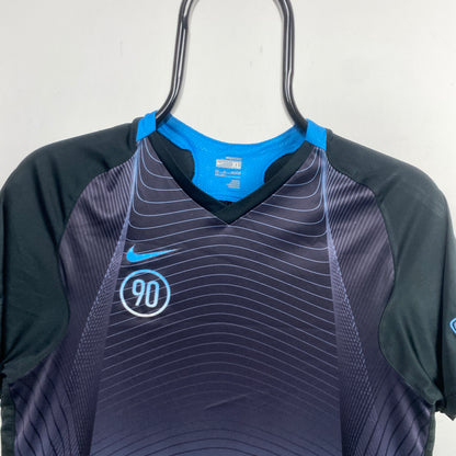 00s Nike T90 Football Shirt T-Shirt Blue Small