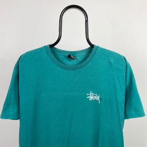 Retro 00s Stussy T-Shirt Green Large