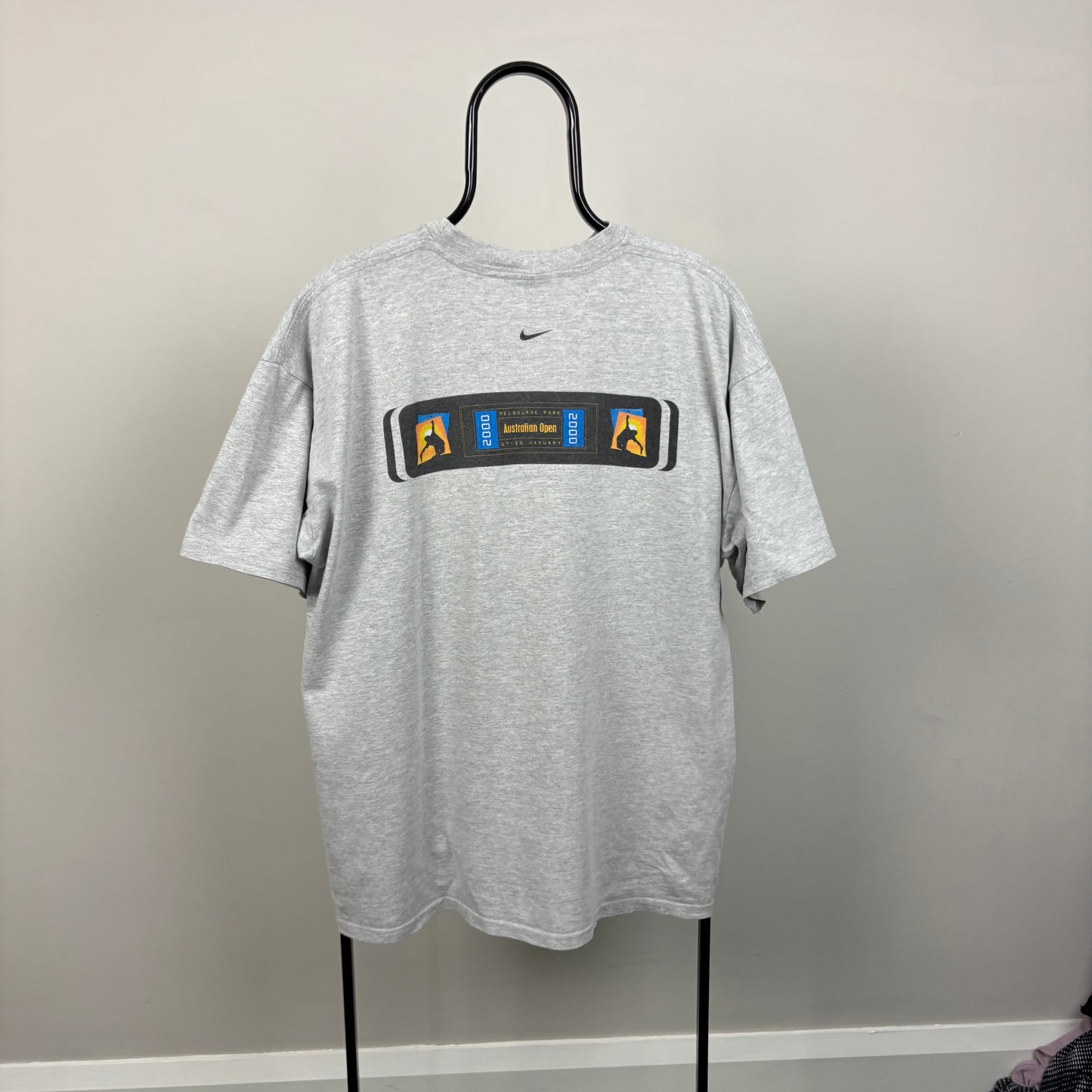 90s Nike Challenge Court Australian Open T-Shirt Grey Large