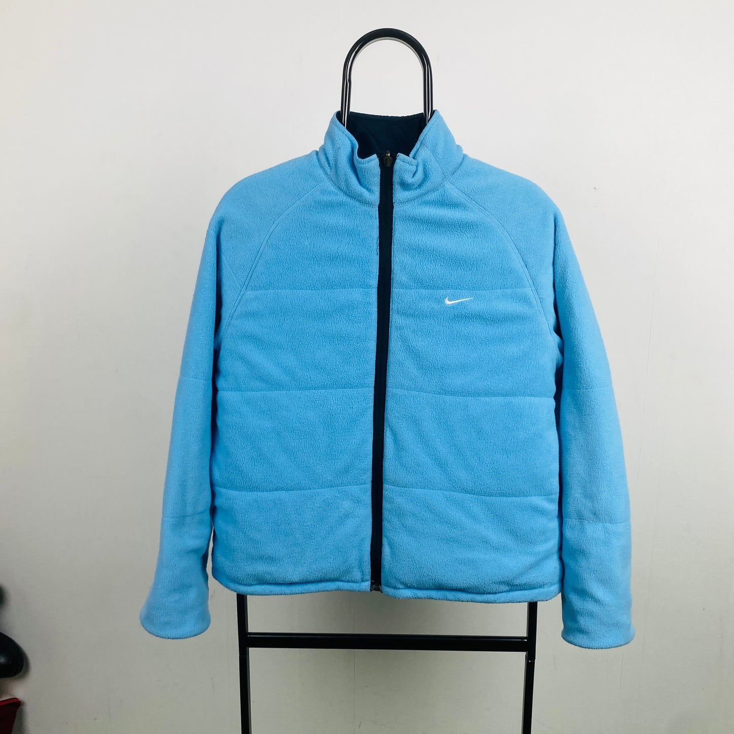 00s Nike Reversible Fleece Coat Jacket Blue Medium