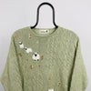 Retro Tulchan Sheep Knit Sweatshirt Green Large