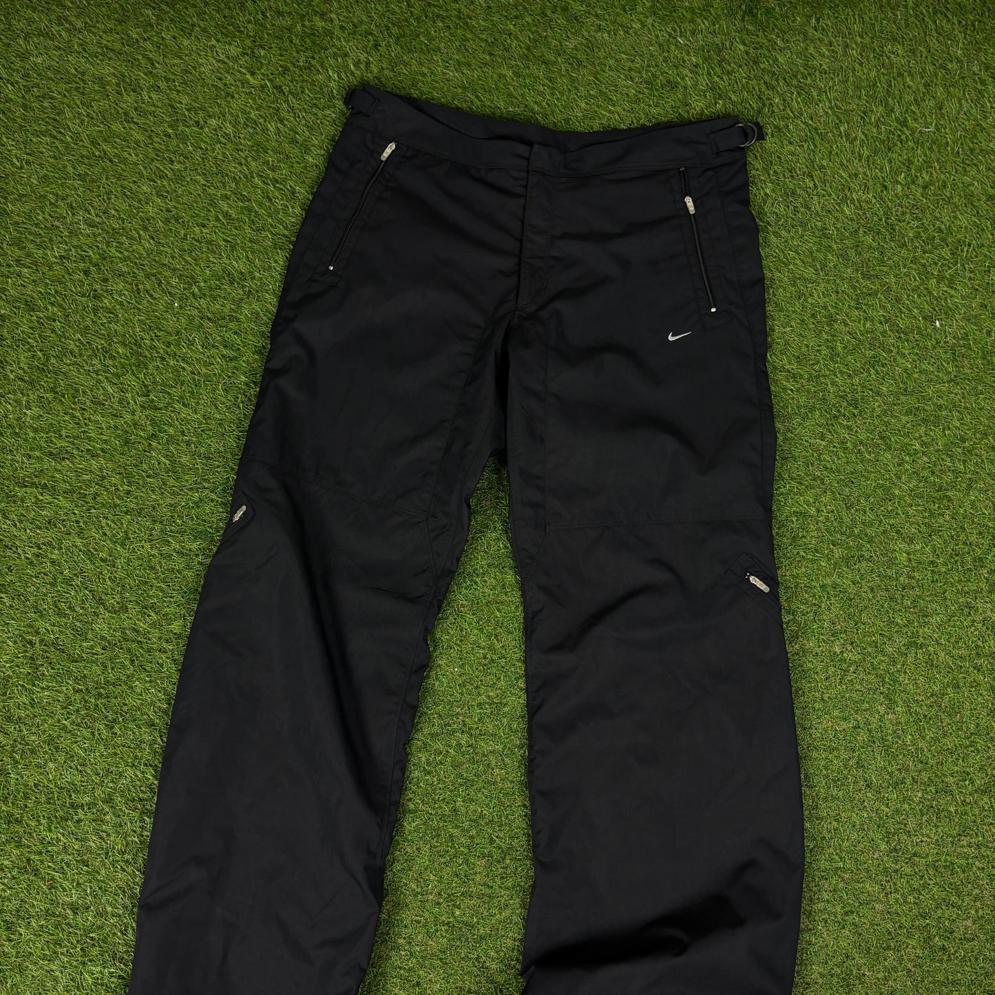 00s Nike Piping Windbreaker Jacket + Joggers Set Black Medium