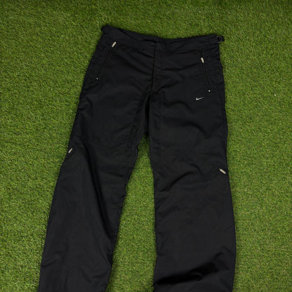 00s Nike Piping Windbreaker Jacket + Joggers Set Black Medium