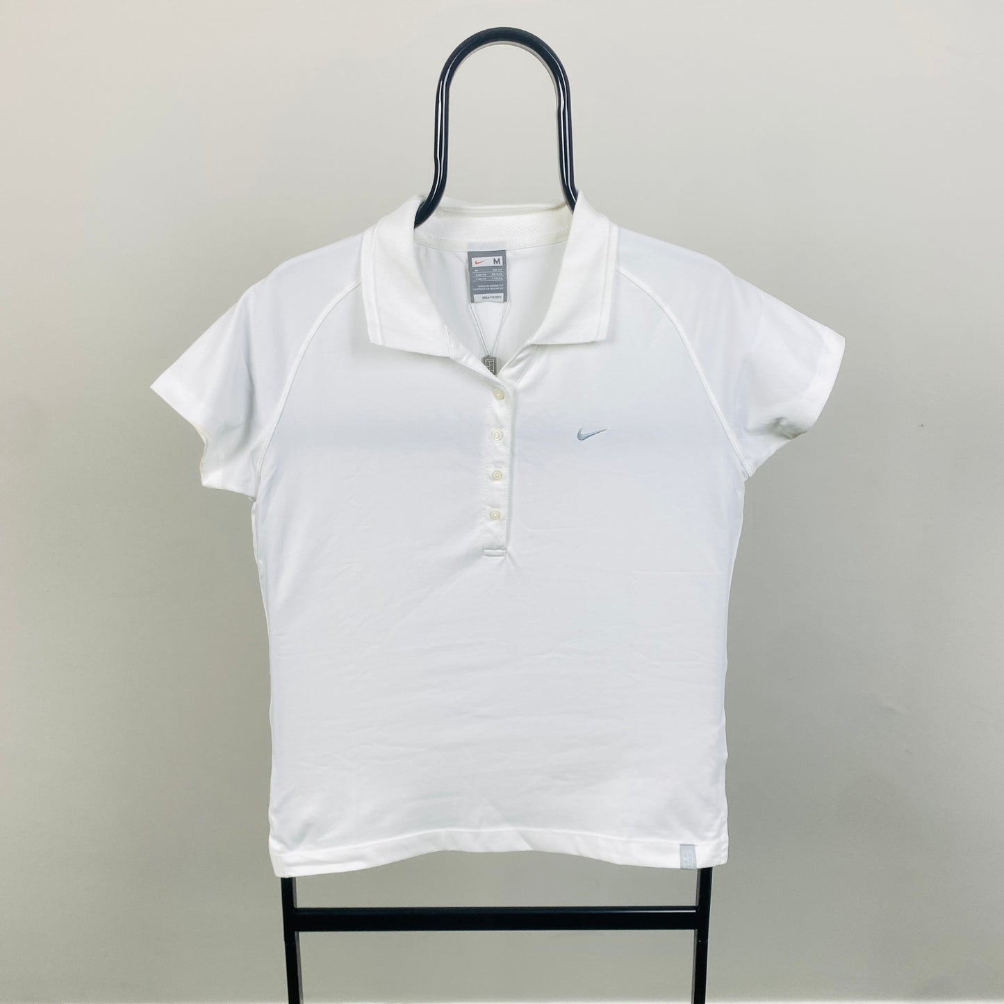 00s Nike Tennis Polo Shirt T-Shirt White Womens Medium