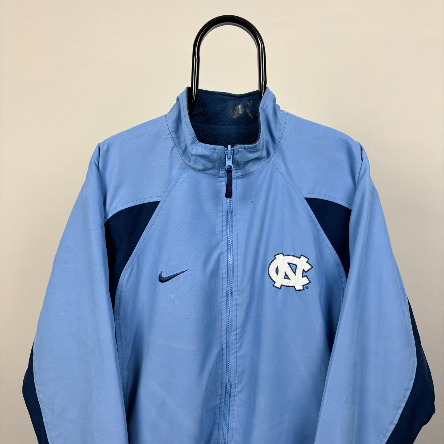 90s Nike UNC Reversible Fleece Coat Jacket Blue Large