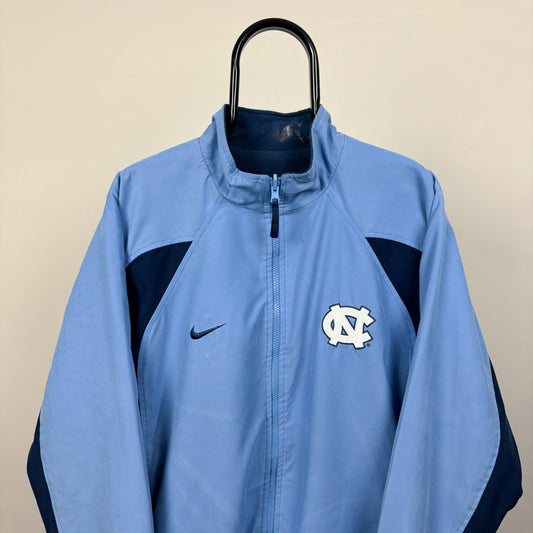 90s Nike UNC Reversible Fleece Coat Jacket Blue Large