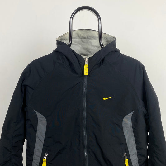 00s Nike Reversible Fleece Coat Jacket Black XS