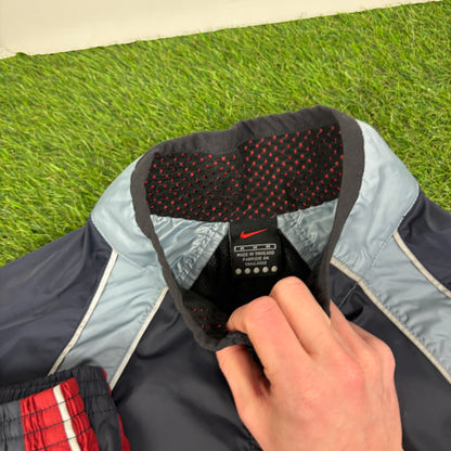 90s Nike Reflective Windbreaker Jacket + Joggers Set Blue Medium