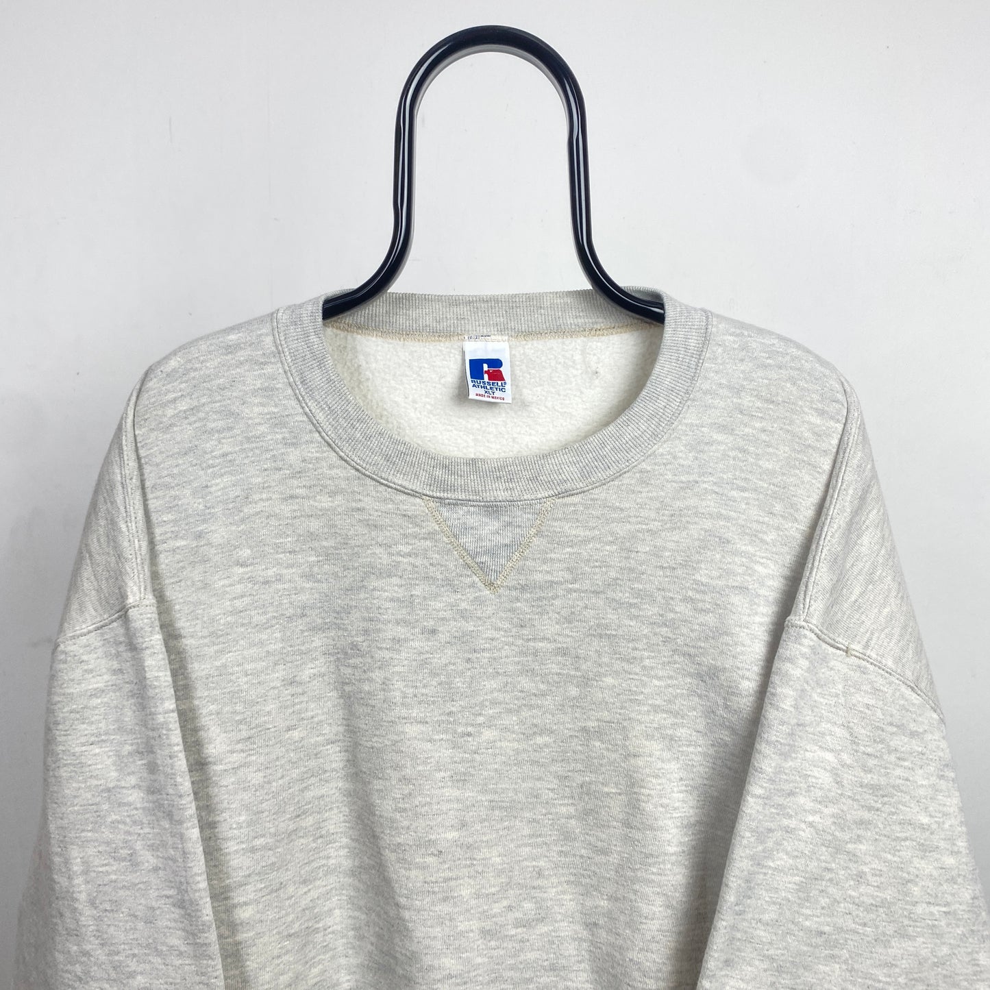 Retro Russell Athletic Blank Sweatshirt Grey XL