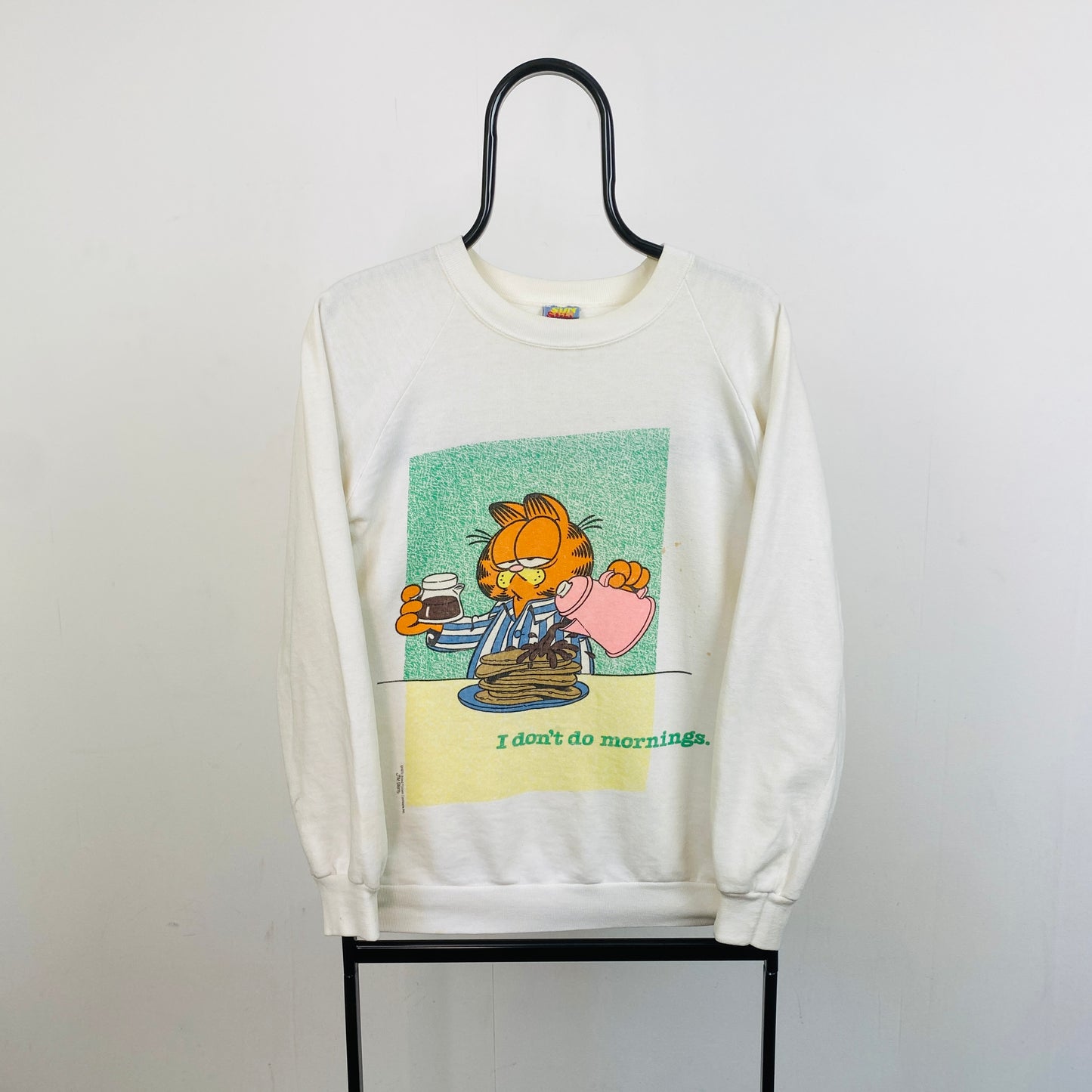 Retro 1990 Garfield Sweatshirt Brown White Medium