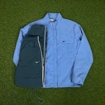 00s Nike Windbreaker Jacket + Joggers Set Blue Medium