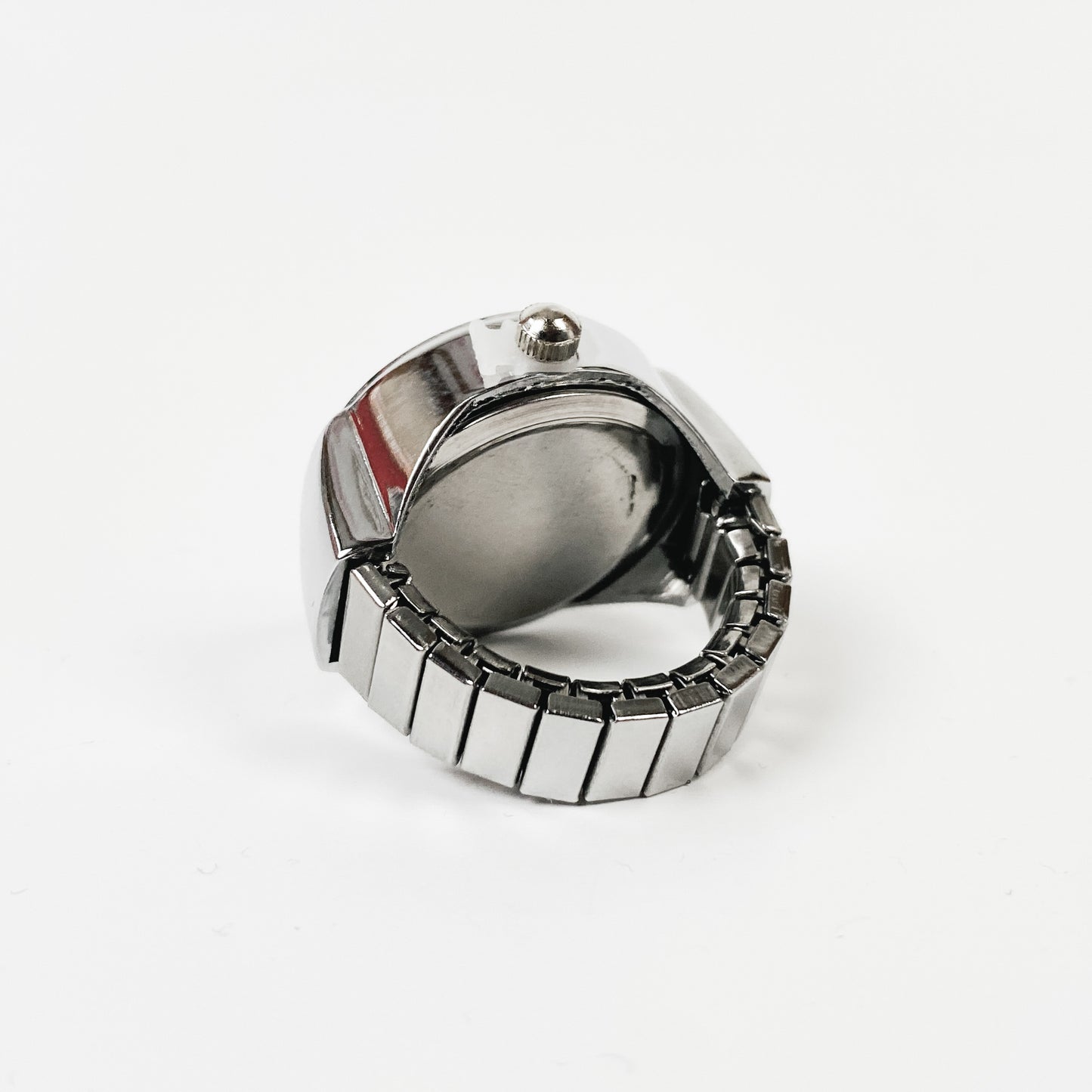 Retro Adjustable Watch Ring Silver White