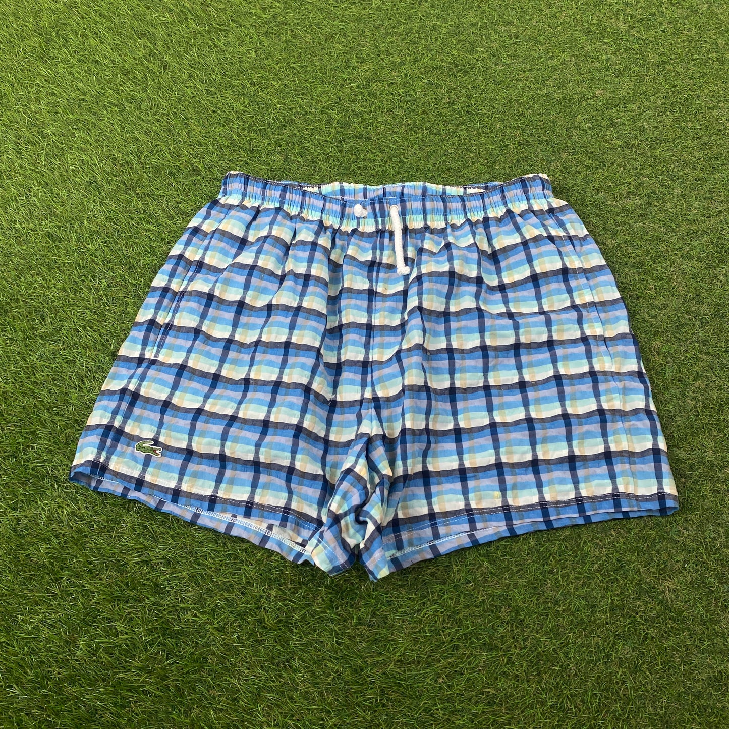 Retro Lacoste Plaid Shorts Blue Medium