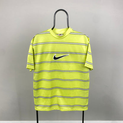 90s Nike Striped T-Shirt Yellow Small
