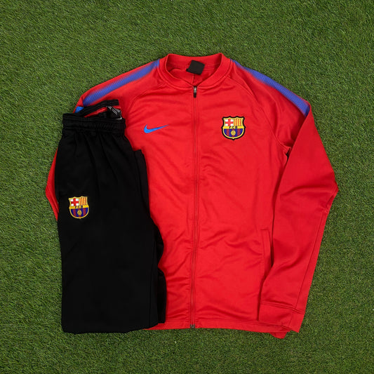 00s Nike Barcelona Windbreaker Jacket + Joggers Set Red Small