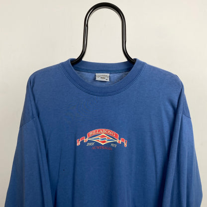 Retro 90s Billabong Long Sleeve T-Shirt Blue Medium